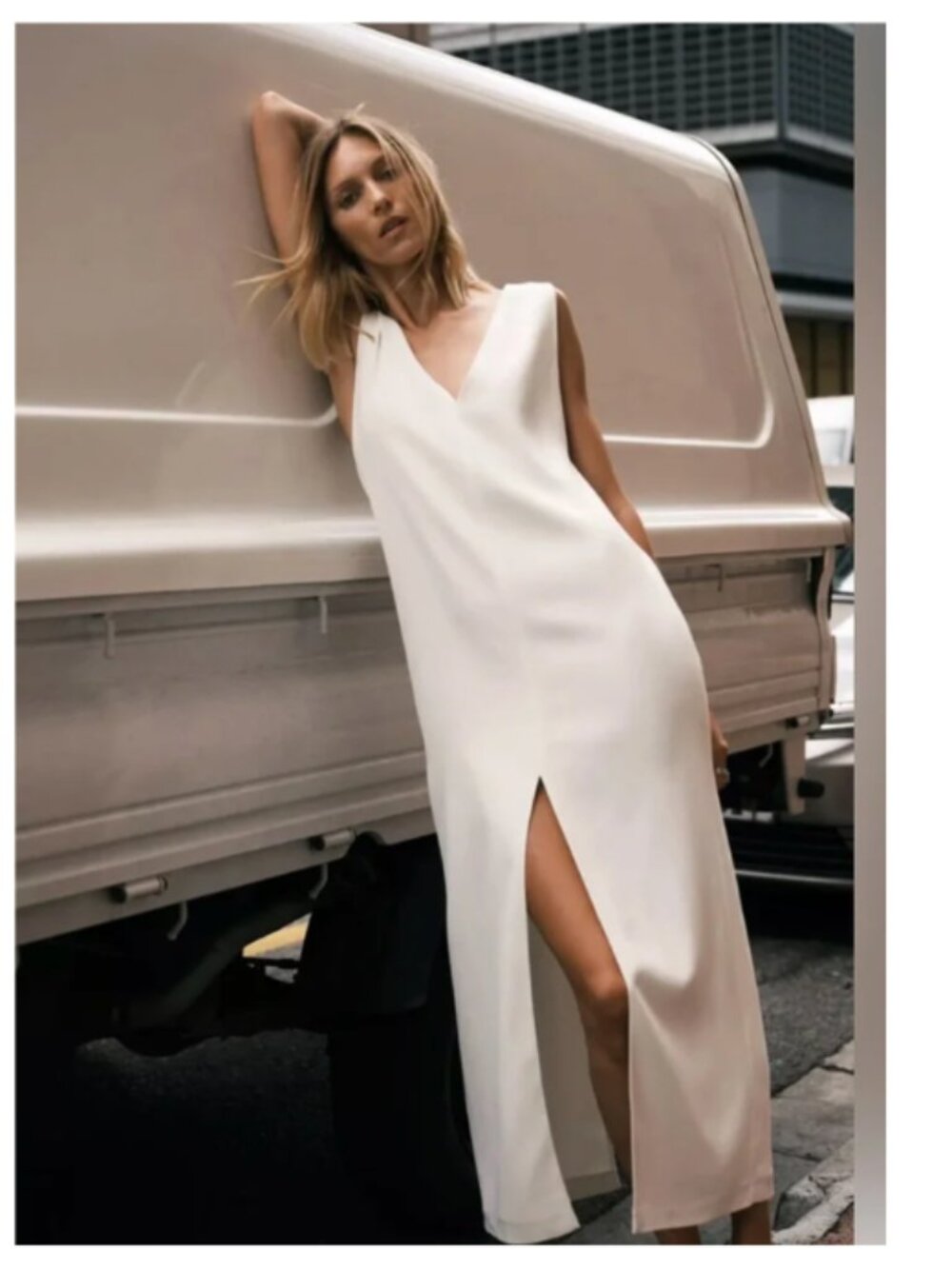 ZARA Collection Slit Dress, Sleeveless, Midi- Ecru/Cream (NWT!)
